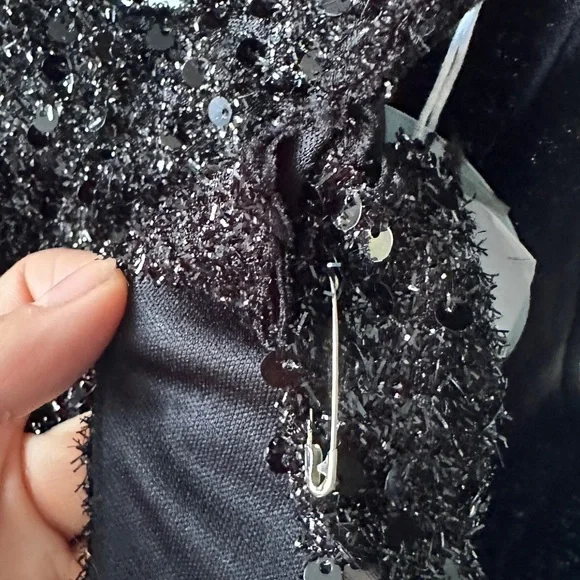 12th Tribe SAMPLE Black Sequined Wrap Top - Picture 5 of 8